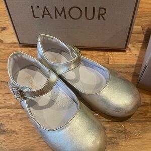 L'Amour Kids Gold Mary Jane Shoes